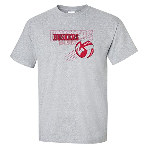 CornBorn Nebraska Mens Tshirt - Nebraska Volleyball Huskers Times 3 - Gray - XL