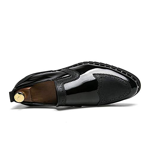 Men's Work Business Brogue Oxfords for Men Slip-on Walking Loafer Shoes Carving Synthesis Leather Wingtip Edge Block Heel3