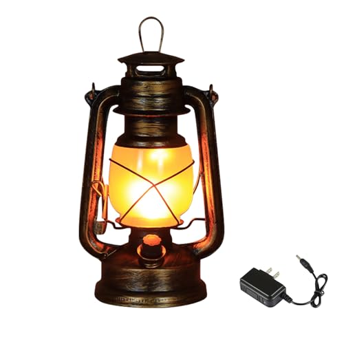 Retro Kerosene Lamp, Decorative Rechargeable Desktop Lamp with 3 Lighting Modes, LED Classic Oil Warm Lamp for Bar, Restaurant (A Type)