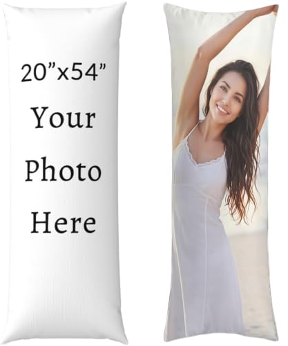 wacutt Custom Photo Body Pillow Cover - 20x54IN Customized Pillowcase Upload Your Image | Personalized Gift for Couples Birthday & Wedding | HD Print on Jacquard Fabric