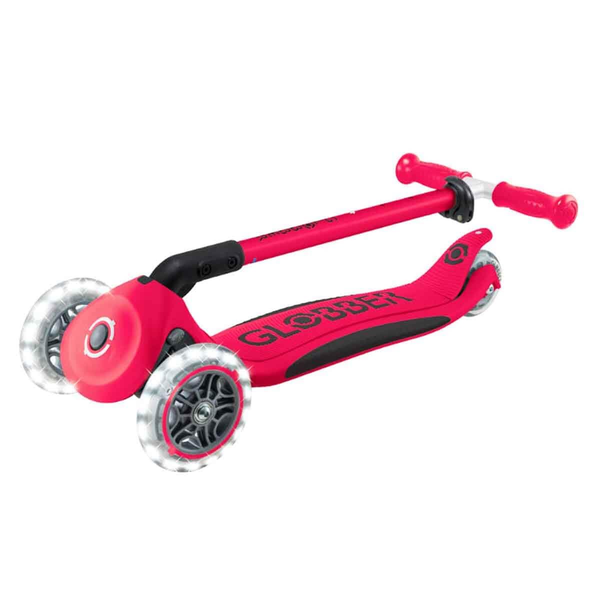 Globber Primo Folding Plus Lights - Monopattino a 3 ruote, per bambini da 3 a 9 anni