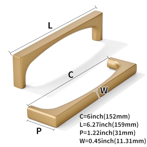 khtumeware 10 Pack Solid Handles 6-Inch(152mm) Brushed Gold Cabinet pulls Kitchen Cabinet Handles, Cabinet Pulls Kitchen Cabinet Hardware for Cupboard Drawer Pulls by khtumeware - Used condition - Image 2