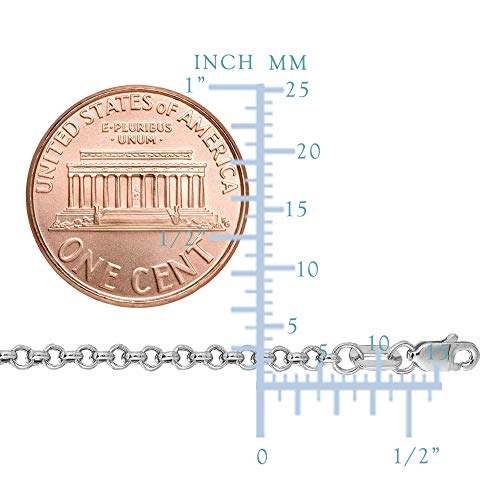 Jewelry Affairs 10K White Real Gold Round Rolo Link Chain Necklace, 2.3Mm, 20" #TOP1