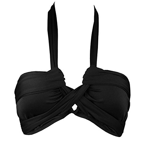 COCOSHIP Women's Bandeau Notched Bikini Top Convertible Tie-Back Swim Tankinis(FBA)