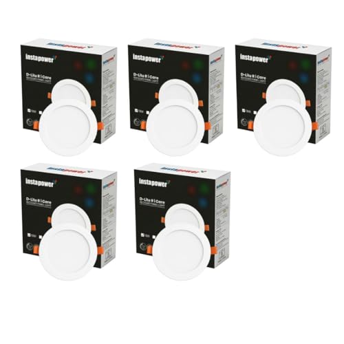Image of Instapower 18W Downlight | Natural White Round LED Panel Light | Polycarbonate Ultra Slim Recessed Ceiling Fixture LED (2-Year Warranty, Pack of 5)