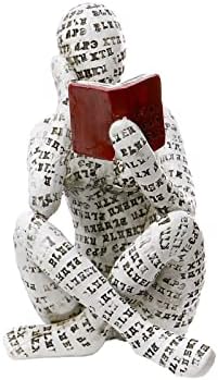 QIYUDA Pulp Reading Women Figurine Resin Thinker Statue Aesthetic Sculpture Room Decor Modern Abstract Decoration on Bookshelf Table Desk for Living Room Office Bedroom Home Decor