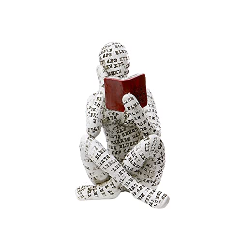 QIYUDA Pulp Reading Women Figurine Resin Thinker Statue Aesthetic Sculpture Room Decor Modern Abstract Decoration on Bookshelf Table Desk for Living Room Office Bedroom Home Decor