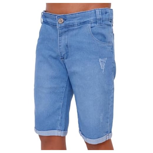Bermuda jeans infantil juvenil com elastano para menino (BR, Numérico, 10, JEANS CLARO)