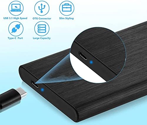 Javflow External Solid State Drive 2TB, Hard Drive Solid State External USB3.1 Type-C Hard Drive 2TB for PC, Laptop, Phones and More-2TBblack