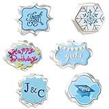 JOB JOL Plaques and Frames Cookie Cutters 6 PCS, 3.5'', 4'', for Baby Shower, Wedding, Birthday