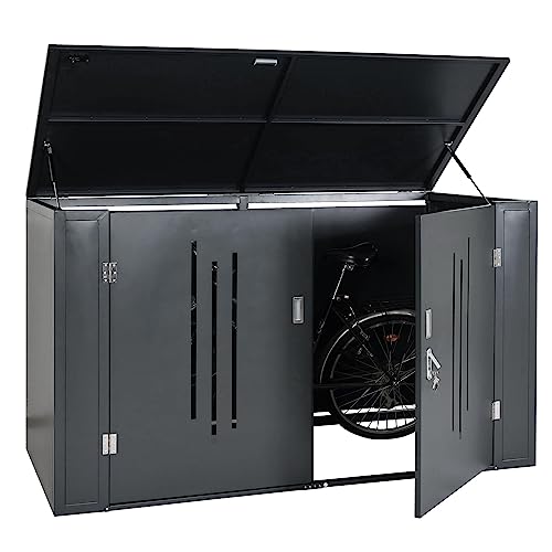 Mendler 2er-Fahrradgarage HWC-K64, Gerätehaus Fahrradbox mit Deckel,...