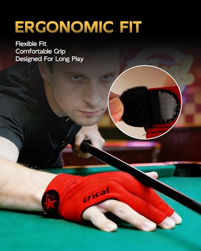 CRICAL Billiard Glove, 3 Finger Pool Glove with Lycra Material - image 8