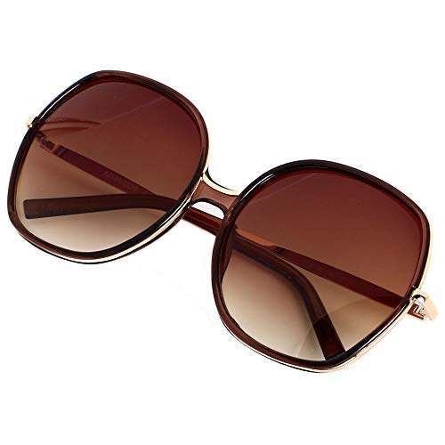 Oversized Sunglasses Big Large Women Square Wide Black Brown Retro Trendy Pink ANDWOOD