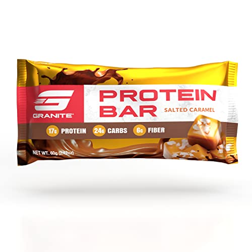 Granite® Protein Bars - Box of 12 High Protein Bars | Excellent Source of Fiber, Peanut Butter based with Delicious Flavors | Pre-Workout Snack for Energy, Post-Workout Snack for Recovery (Salted Caramel)