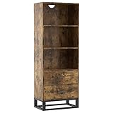 IRONCK Industrial Bookcase and Bookshelf 4 Tier, Wood Metal Shelving Unit, Floor Standing Storage Rack for Living Room Office Study Kitchen, Vintage Brown