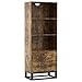 IRONCK Industrial Bookcase and Bookshelf 4 Tier, Wood Metal Shelving Unit, Floor Standing Storage Rack for Living Room Office Study Kitchen, Vintage Brown