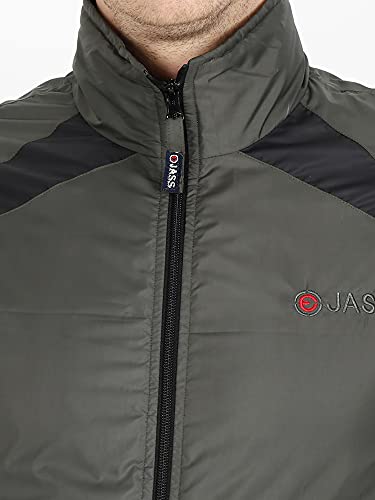Image of OJASS Men OJASS Jacket for Men,Lightweight & Wind-Resistant with Reflective Bike Jacket for Man High Neck Relaxed Fit-Stylish Windbreaker for Outdoor & Biking Black With Grey