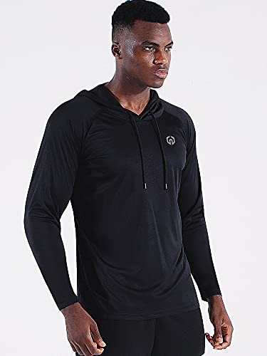 Neleus Men's Long Sleeve Running Shirts Upf 50+ Sun Protection Spf T-Shirts With Hoods,5096,Black/Grey/Navy Blue,3 Pack,M #TOP1