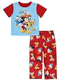Disney Mickey Mouse Toddler Kids 2 piece Short Sleeve Pants Pajamas Set (3T, Red/Blue)