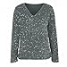 Sequin Bodysuit Women Womens Sequin Shirts 2024 Shinny V Neck Print Shirt Fashion Sparkly Loose Fit Tops Glitter Top Trendy Dressy Clothes Black & Gold New Years Eve Top For Women