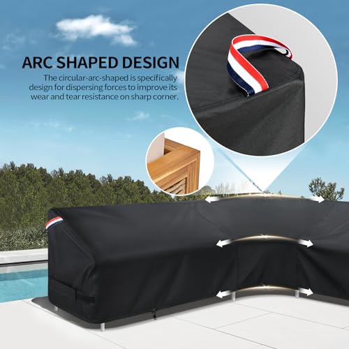 KylinLucky Patio Sectional Sofa Cover V-Shaped,85"X 85" Waterproof Outdoor Sectional Couch Covers Black