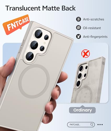 Image of FNTCASE for Samsung Galaxy S23 Ultra Case: [Fit for Magsafe] Magnetic Translucent Matte Anti-Fingerprint Cell Phone Cover Military Grade Shockproof Protective Case