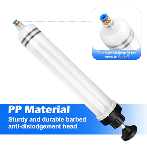 QOUBNIC Ölabsaugspritze, 500ML Ölspritze Handpumpe mit 2 Schlauch EIN Paar 1M Verlängerungsrohr Ersatzgummiringe Ölabsaugpistole Absaugpumpe Ölabsaugpumpe für Motor Auto Getriebe Hinterachsöl