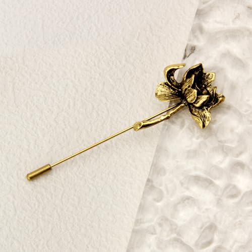 Image of wynameleri Men's Metalic Brooches and Pins, Gold Lapel Pin for Men, Shirt Stud Flower Deer Feather Pins