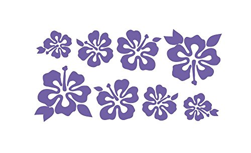 8 Hibiscus Flower Stickers - DIY Hawaiian Lei Garland Decal - Lavender
