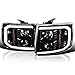 SPEC-D TUNING LED Light Bar Jet Black Housing Clear Lens Projector Headlights Lamps Compatible with 2007-2013 Chevy Silverado 1500, Left + Right Pair Headlamps Assembly