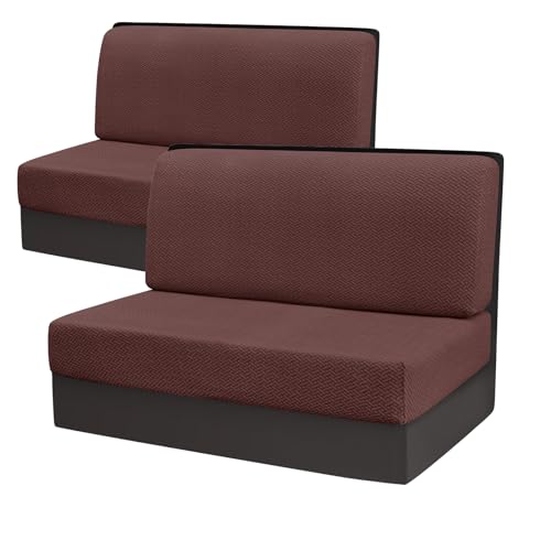 GSTUITGO RV Dinette Cushion Covers - Washable, Stretch Camper Cushions for RV Camper Car Bench, Elastic Dinette Seat Covers - 2 Backrest & 2 Bench Covers, Deep Coffee