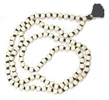 IS4A 8MM TULSI HOLY BASIL PRAYER BEADS JAPA MALA NECKLACE HAND KNOTTED KARMA (108+1) BEADS BLESSED & ENERGIZED HINDU TIBETAN BUDDHIST SUBHA ROSARY (Black)