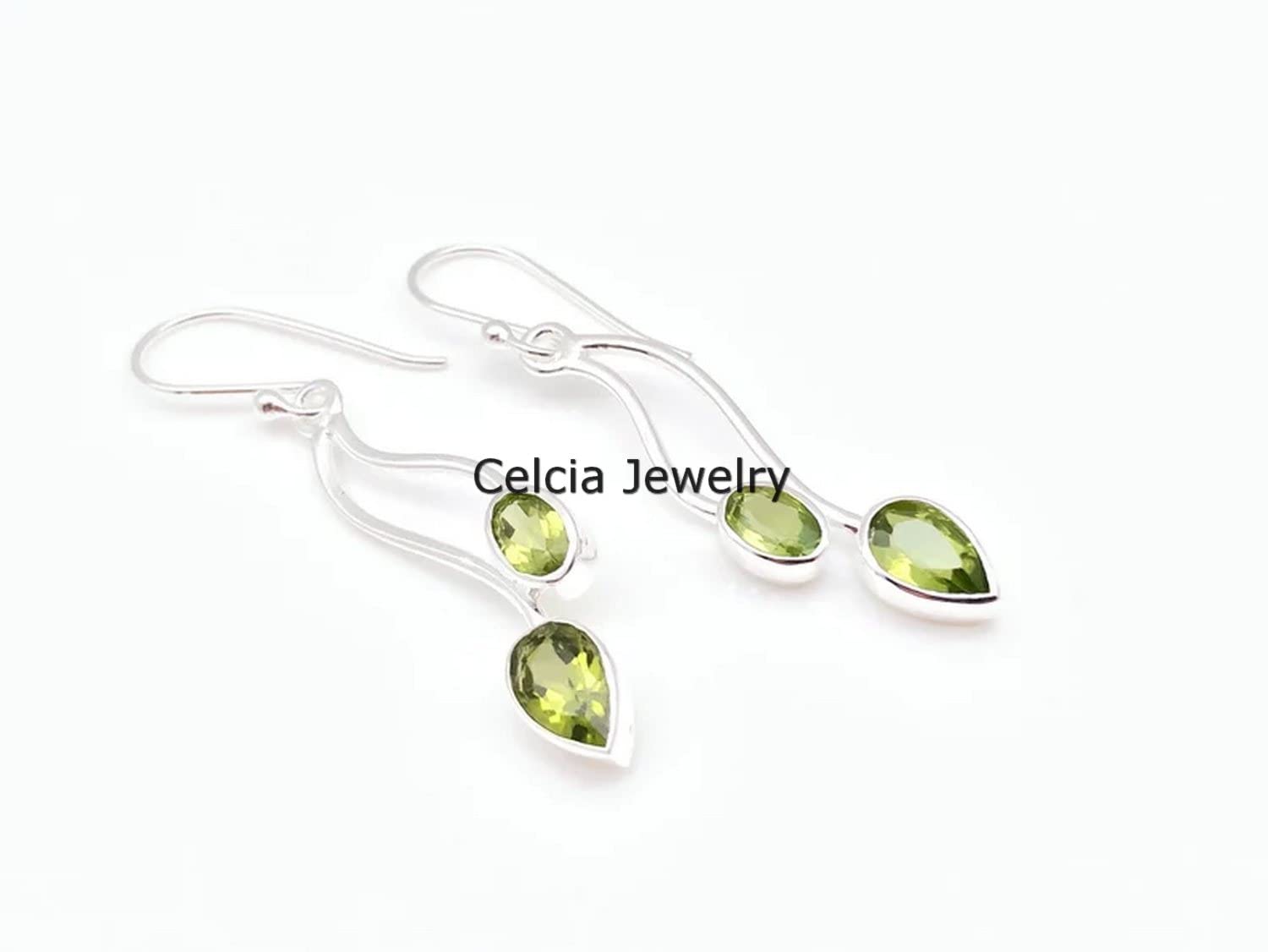 Pendientes colgantes de lágrima de plata de ley 925 auténtica para mujer, peridoto verde, piedras preciosas múltiples naturales, regalos únicos de piedra natal de agosto para ella