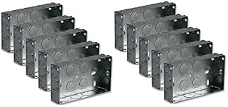 Invero® 10x Pack of Double 2 Gang Wall Pattress Electrical Socket Switch Metal Back Box Twin Flush Mount 25mm