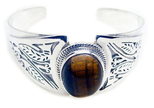 Œil de tigre véritable et reflets dorés pour ce bracelet argent sterling 925 Gcb509