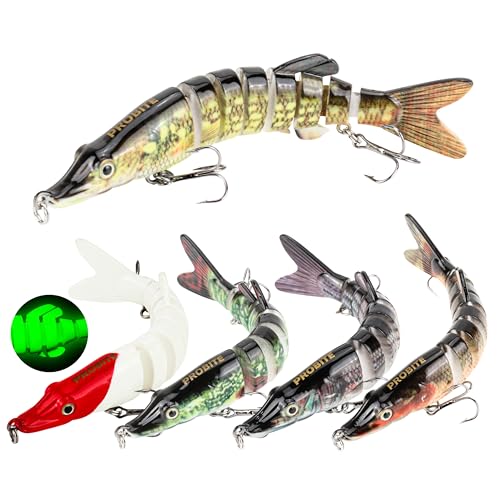 5PCS Lifelike Fishing Lures – Multi-Jointed Swimbait for Bass, Trout, Crappie, Walleye, Pike, Realistic Action with 3D Fish Eyes and Sharp Hooks, Perfect for Fishing Kits in Saltwater & Freshwater