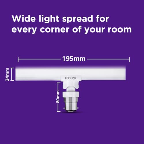 Image of EcoLink 12-watt LED T-Bulb for Home & Office | High Wattage LED Bulb | Cool White (6500k) | B22 Base | Pack of 10