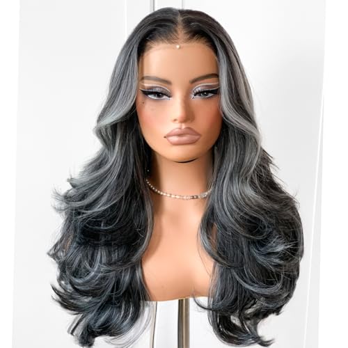 MITIMES Salt & Pepper Layered Feather Layered Hair