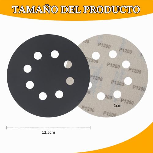 Miniatura 2 de 86 Piezas Discos De Lija De 125mm Reduciones De 8 Agujeros, 7000 3000 2500 1200 1000 800 600 400 140 150 60, Papel De Molienda Redonda Para Amoladoras Excitadoras De Metal Laca De Metal