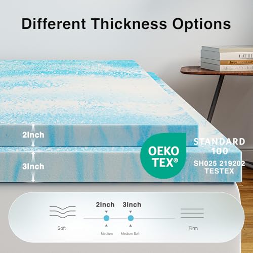 Novilla Memory Foam Mattress Topper King - 2 Inch Cooling Gel Infused Memory Foam | Slow-Rebound Pressure Relief | CertiPUR Certified | Comfort for Sleeper Sofa, RV, Camper, Dorm Room