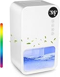 Deshumidificadores para el hogar, deshumidificador eléctrico de 1000 ml con luz LED de 7 colores, apagado automático, deshumidificadores pequeños portátiles para el hogar húmedo, dormitorio, baño