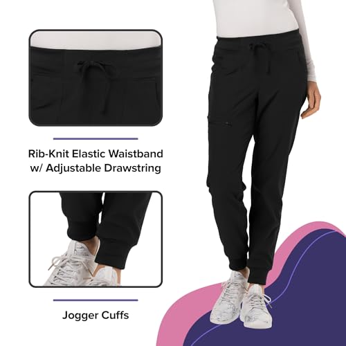 HeartSoul Women's Medical Scrub Jogger Pants Contemporary fit Drawstring Waistband Jogger with 5 Pockets - HS030, M, Black - by HeartSoul - Used condition - Image 3