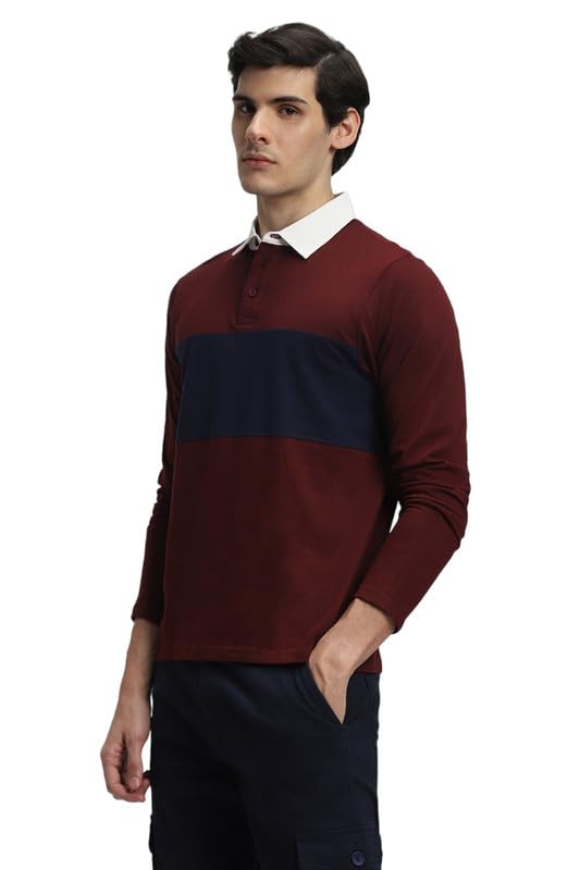 Image of Dennis Lingo Men's Cotton Polo Neck Tshirt, Regular Fit Long Sleeve
