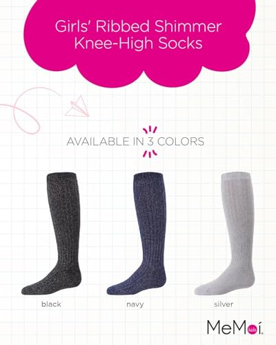 MeMoi Girls' Ribbed Shimmer Knee-High Socks2
