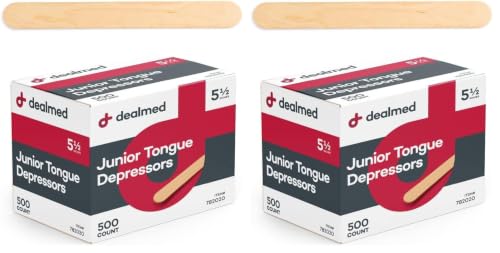 Image of Dealmed 5.5 inch Junior Tongue Depressors - 500 Non-Sterile Wood Tongue Depressor Sticks for Crafts, Medical Practice, Emergency First Aid Kits, 500 /Box (Pack of 2)