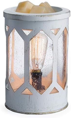 CANDLE WARMERS ETC. Vintage Bulb Illumination Fragrance Warmer- Light-Up Warmer for Warming Scented Candle Wax Melts and Tarts to Freshen Room, Brown Mission