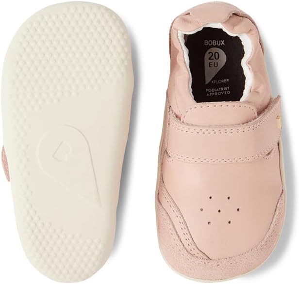 Bobux Xplorer Ripple Cameo Rose Leather Toddler Shoes with Flexible EVA Sole and Adjustable Strap