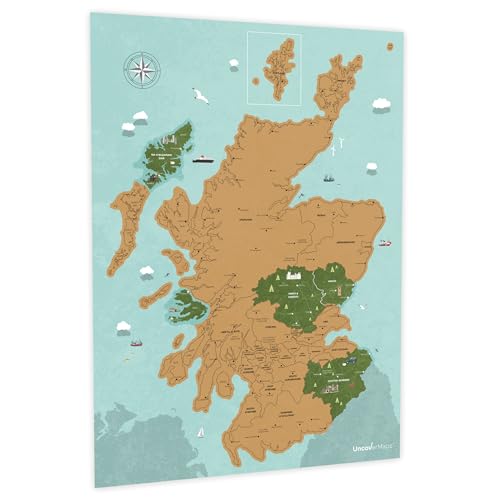 Mapa de Escocia para rascar interactivo A2, ideal como mapa de aula didáctico y divertido 2