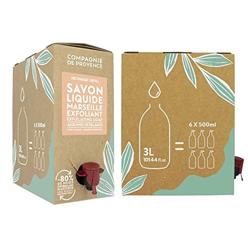 Miniatura 3 de Compagnie de Provence Savon de Marseille Jabón líquido exfoliante, cítricos espumosos, recambio ecológico de 101.4 onzas líquidas