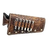 Gator Embossed Leather Buttstock Cover with Cartridge Holders - Ammo Loops for Lever Action Rifles and Shotguns - Hand Made in the USA (45 Long Colt, Right Handed, Black Thread)